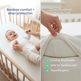 2x Silver-Infused Bamboo Crib Sheets – Safe, Cool & Clean