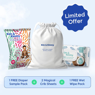 AntiBacterial - Silver-Infused 100% Bamboo Crib Sheets (Pack of 2) + Free Diapers & Wipes
