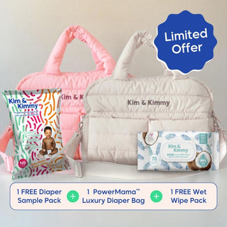 PowerMama - Luxury & Functional Diaper Bag + Free Diapers & Wipes Bonus