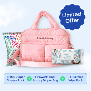 PowerMama - Luxury & Functional Diaper Bag + Free Diapers & Wipes Bonus