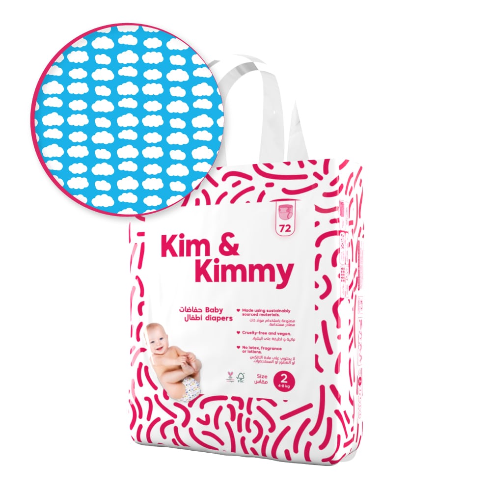 Kim & Kimmy - Size 2 Diapers, 4 - 8kg, Qty 72