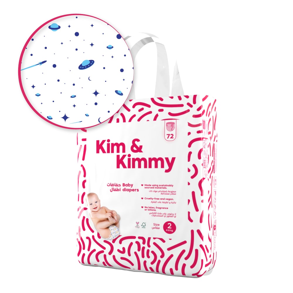 Kim & Kimmy - Size 2 Diapers, 4 - 8kg, Qty 72
