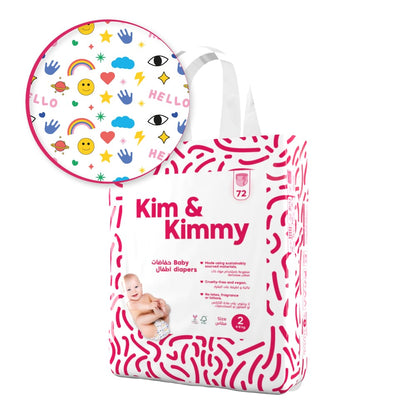 Kim & Kimmy - Size 2 Diapers, 4 - 8kg, Qty 72