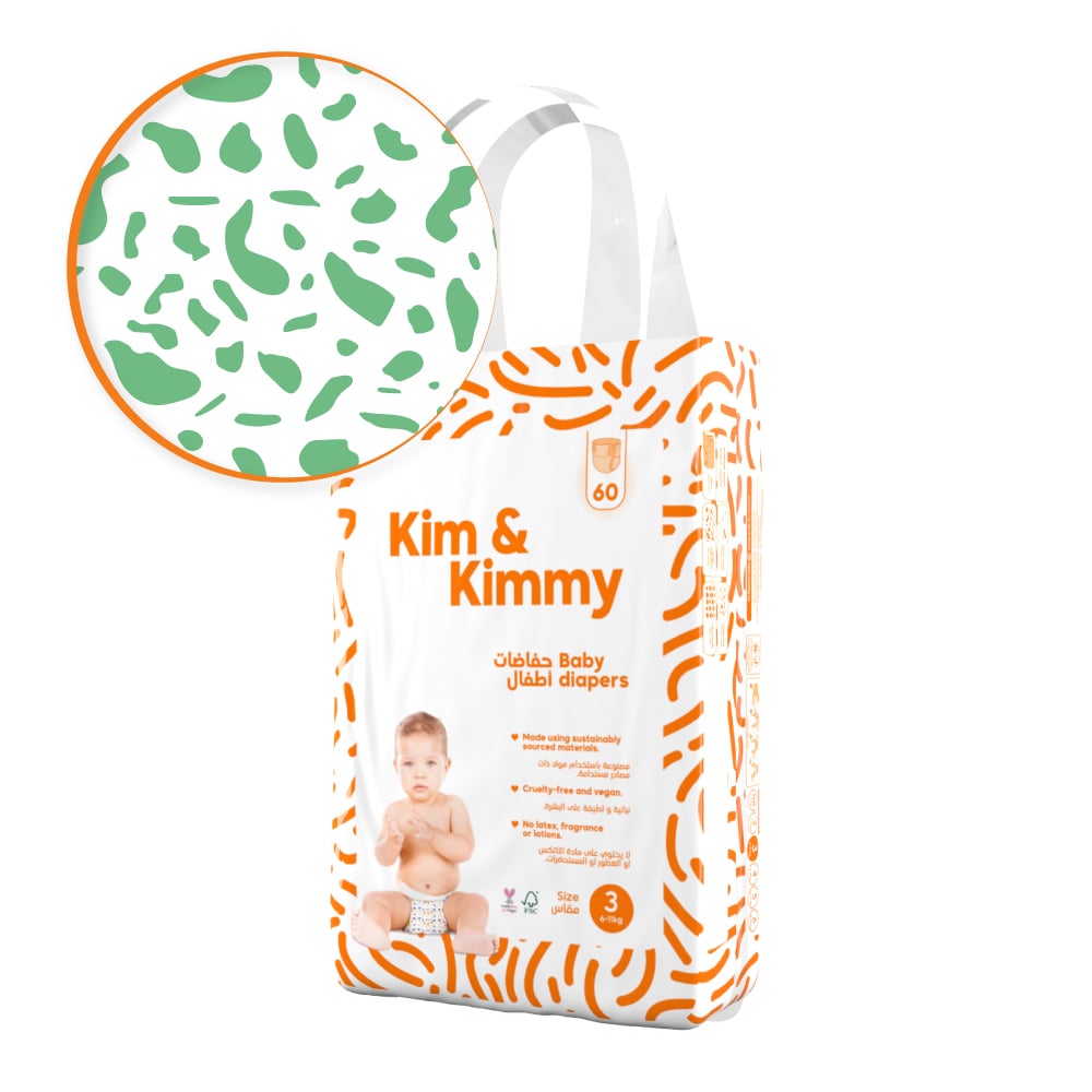 Kim & Kimmy - Size 3 Diapers, 6 - 11kg, Qty 60