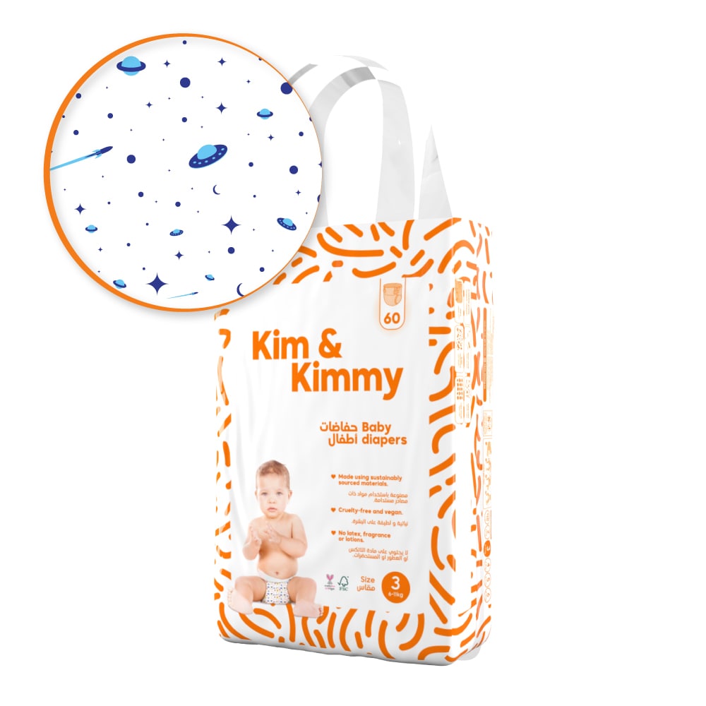 Kim & Kimmy - Size 3 Diapers, 6 - 11kg, Qty 60