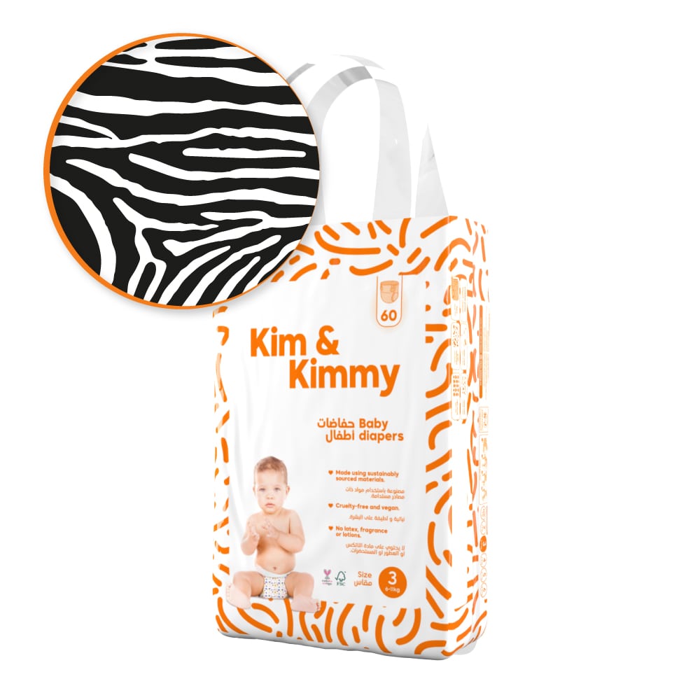 Kim & Kimmy - Size 3 Diapers, 6 - 11kg, Qty 60